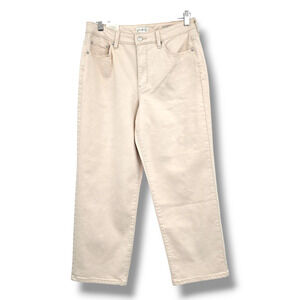 NEW Wonderly Women's Vintage Straight High Waist Cropped Jeans Cream Size 10R